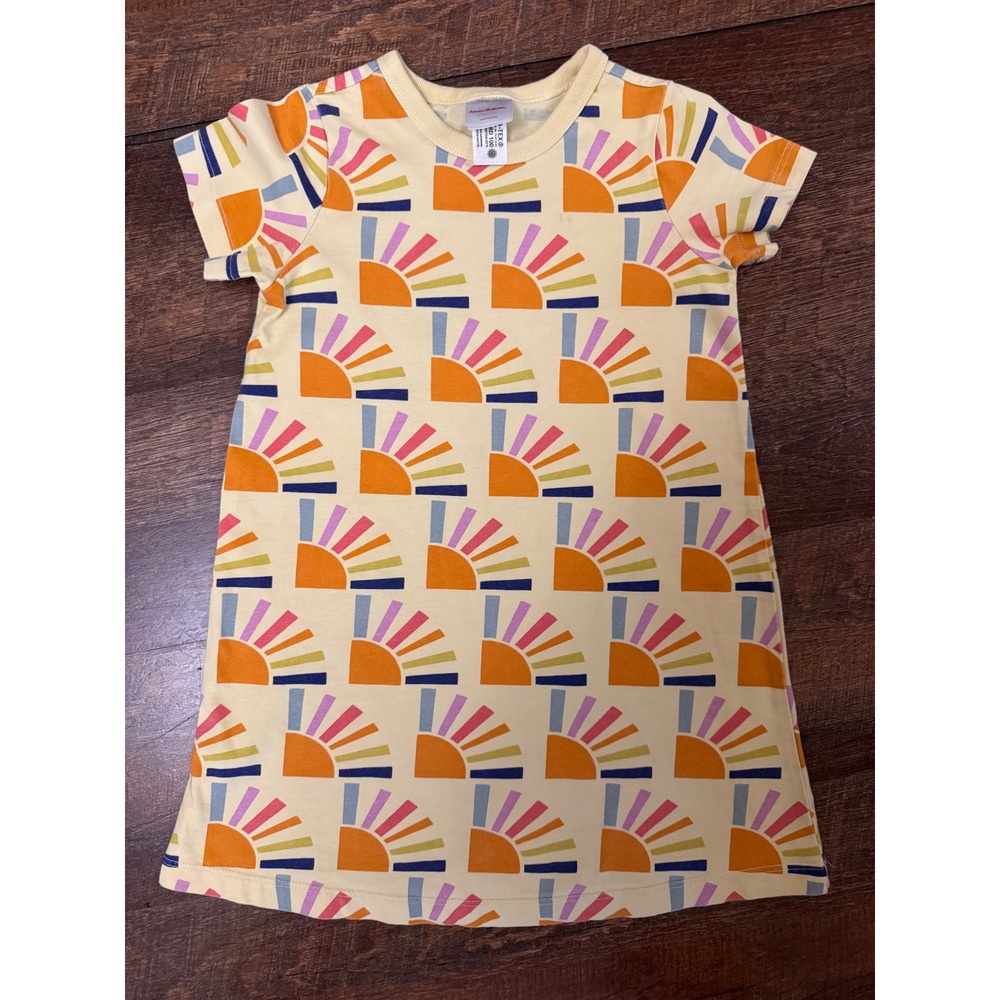 Hanna Andersson Girls Size 5 110 Yellow Rainbow Sun Print Cotton Dress